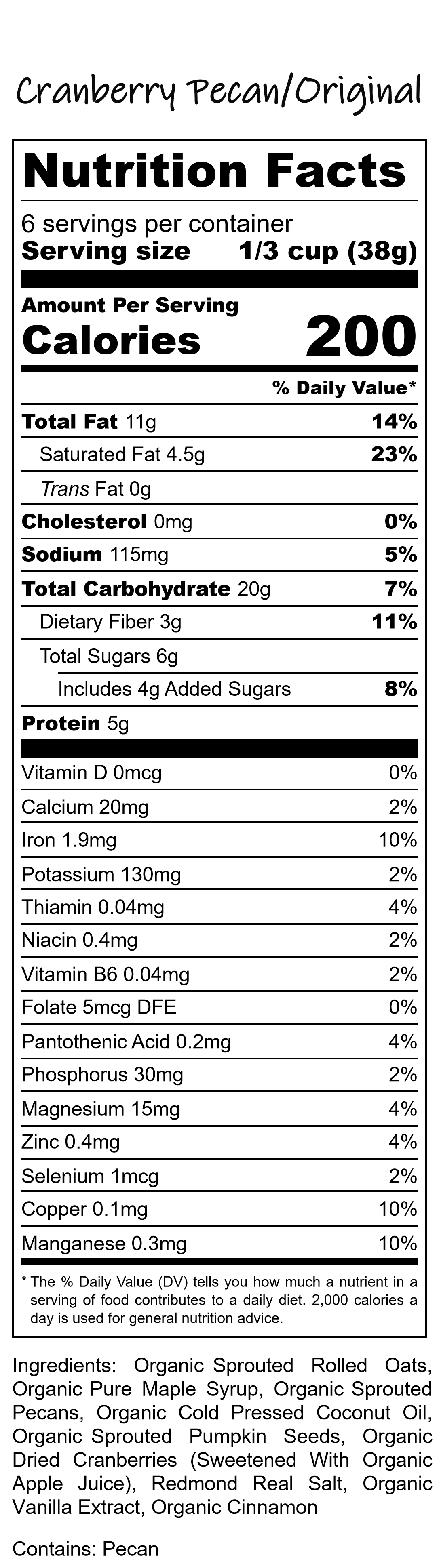 Nutrition label